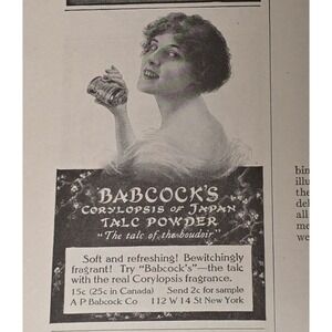 Babcock's Corylopsis of Japan Talc Powder Vintage 1916 Advertisement